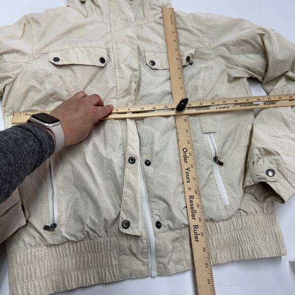 Columbia Coat Women Large Seasalt Cream PEAK DRIFTER II Bomber Hood OMNI-Shield - Picture 7 of 8